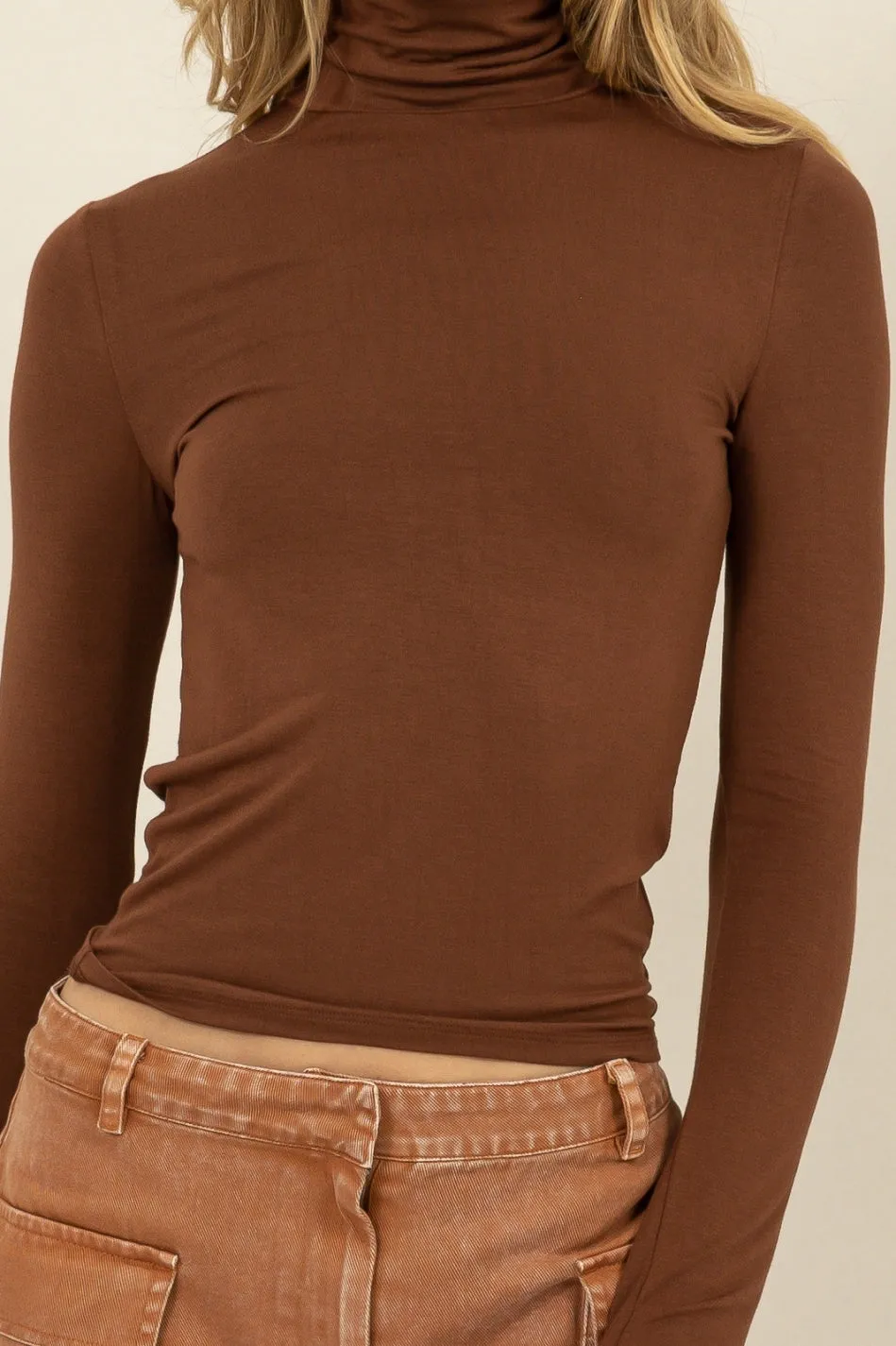 DZ24E436-SLIM-FIT TURTLENECK LONG SLEEVE TOP
