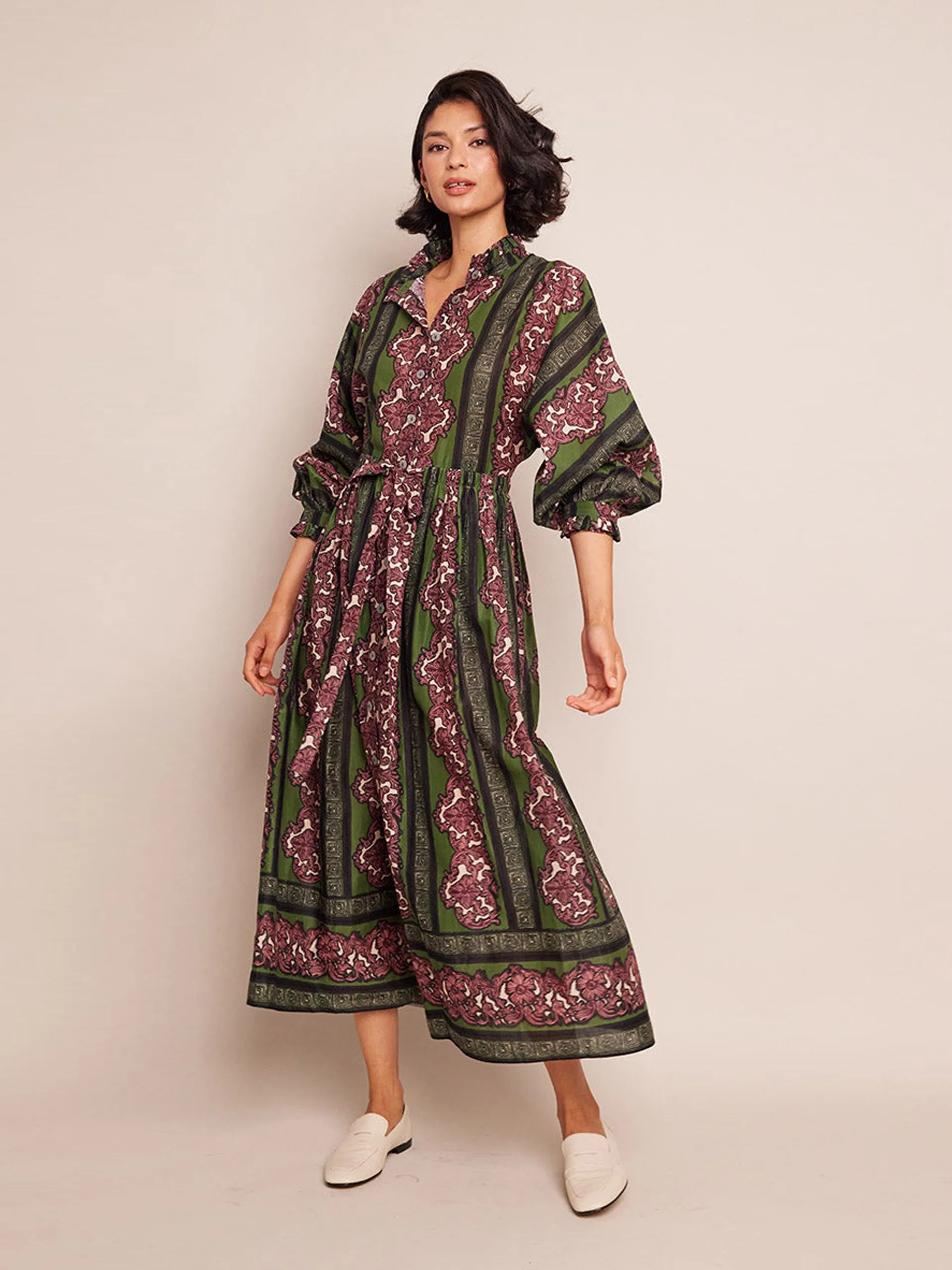Eme mauve damask Beatrice dress