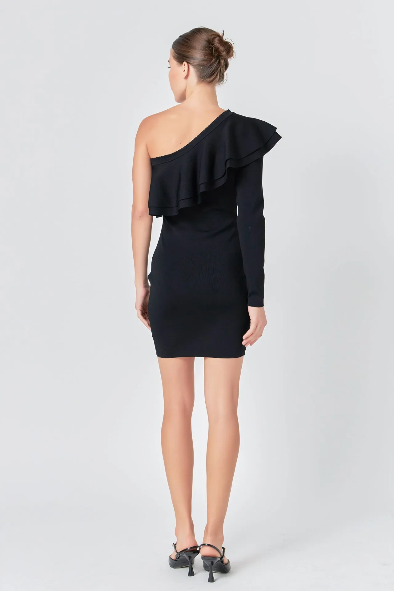 Endless Rose - One Shoulder Knitted Mini Dress