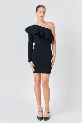 Endless Rose - One Shoulder Knitted Mini Dress