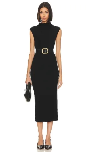 Enza Costa Sleeveless Knit Turtleneck Dress in Black