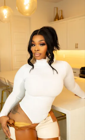 Essential Turtleneck Bodysuit- White