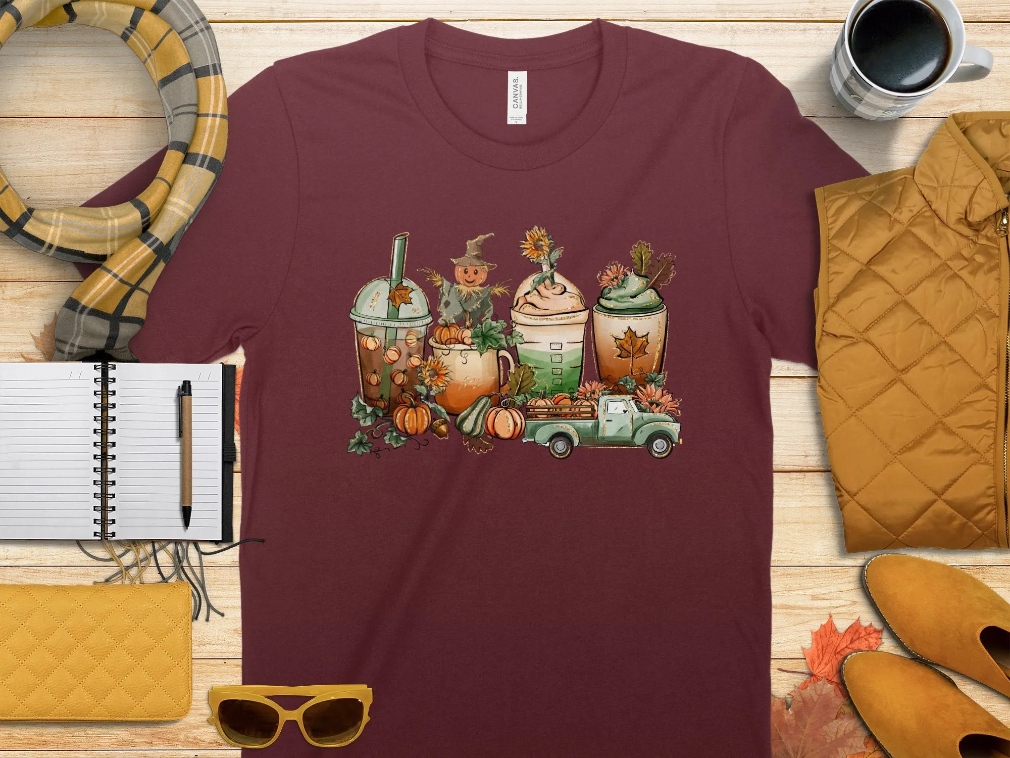Fall Coffee Drinks Shirt,Tank, Sweatshirt and Matching Family Shirts. Perfect for a Fall, Autumn or Thanksgiving Gift