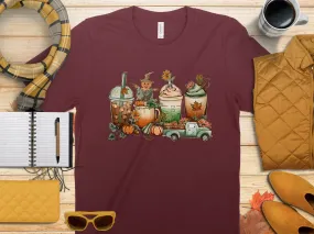 Fall Coffee Drinks Shirt,Tank, Sweatshirt and Matching Family Shirts. Perfect for a Fall, Autumn or Thanksgiving Gift