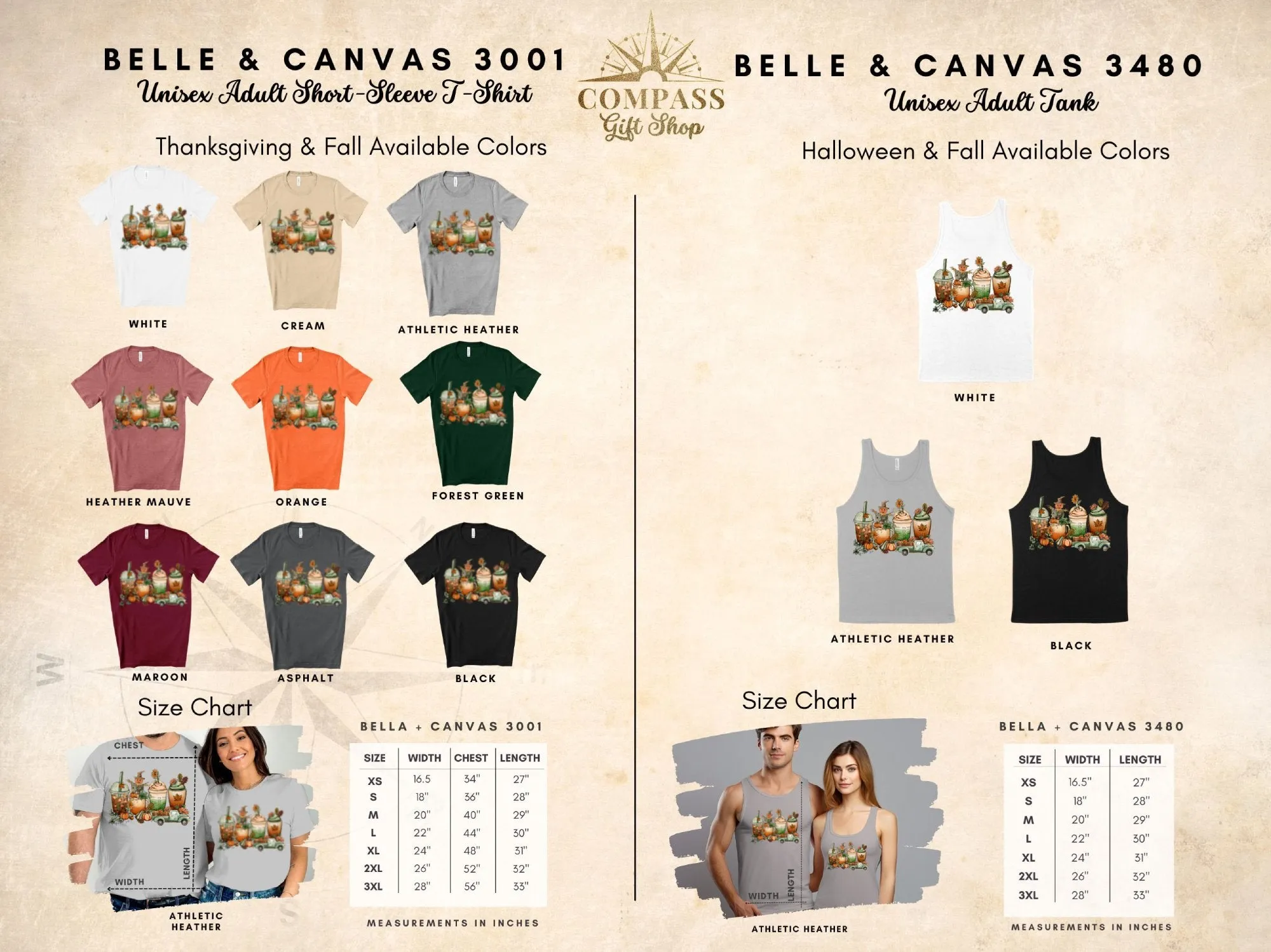 Fall Coffee Drinks Shirt,Tank, Sweatshirt and Matching Family Shirts. Perfect for a Fall, Autumn or Thanksgiving Gift