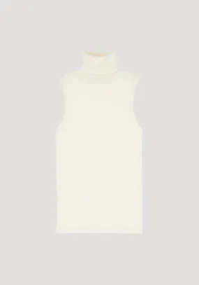 Fine merino sleeveless turtleneck | off-white