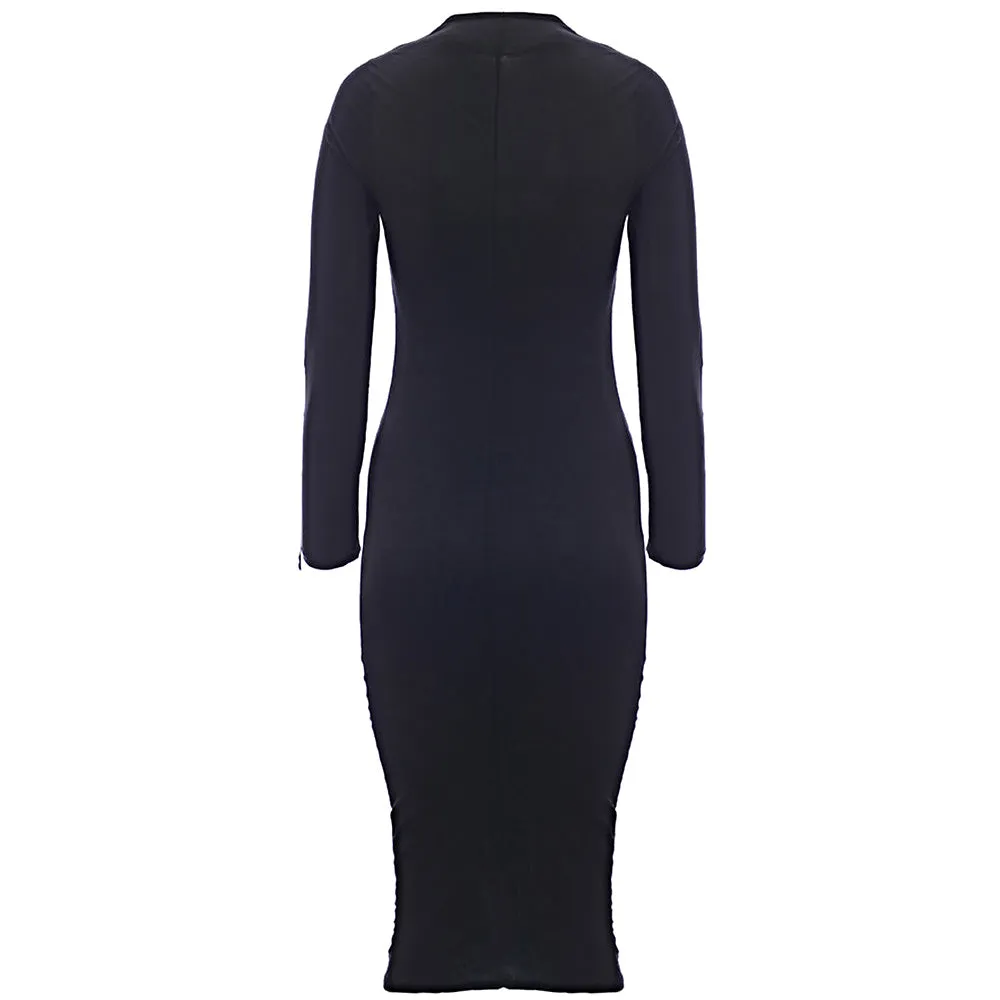 First Distraction Women's Black Asymmetric Ruched Dress