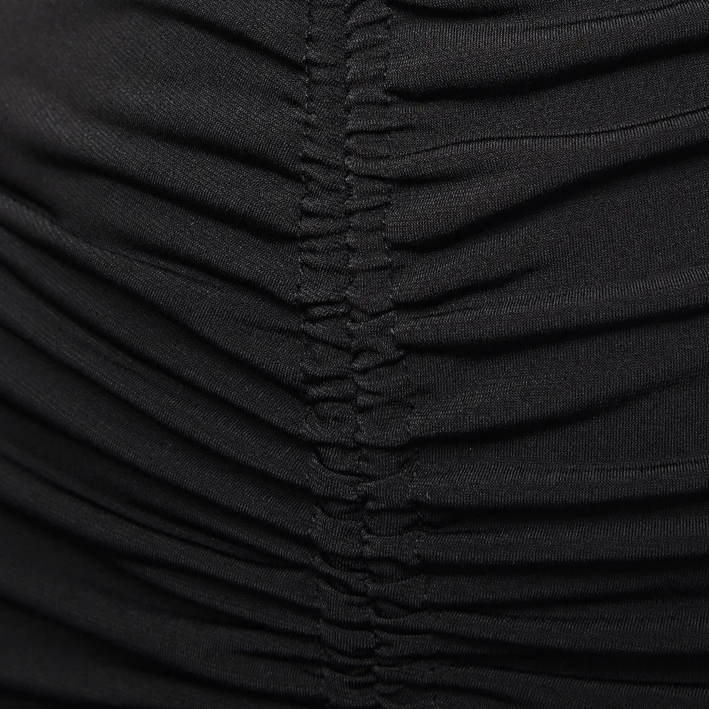 First Distraction Women's Black Asymmetric Ruched Dress
