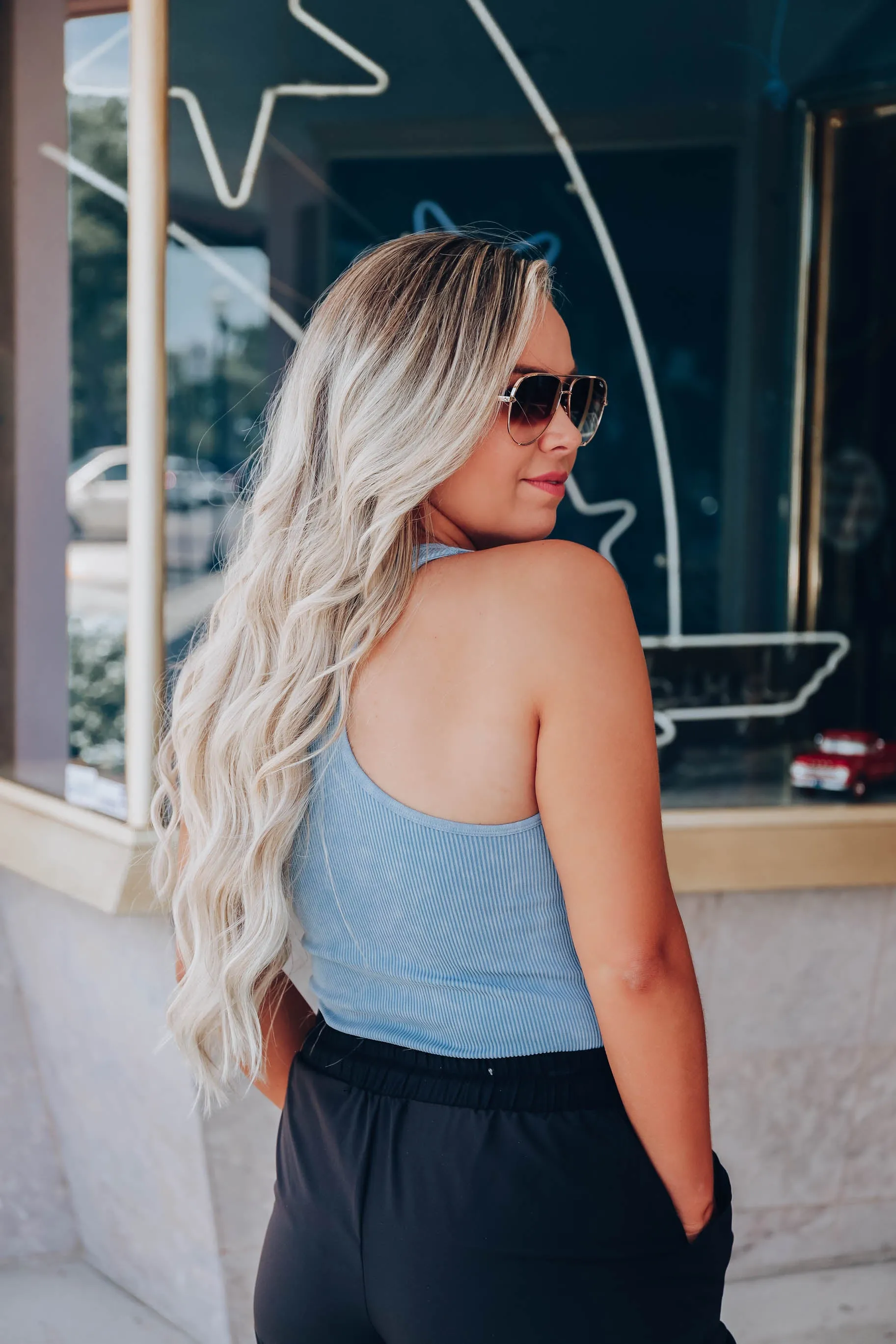 Flex Seamless Ribbed Tank - Blue