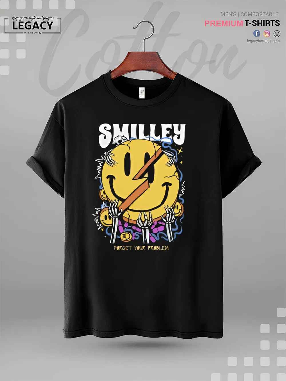 Forget Your Problem & Smile Printed Men's High Quality Tshirt In Lowest Price