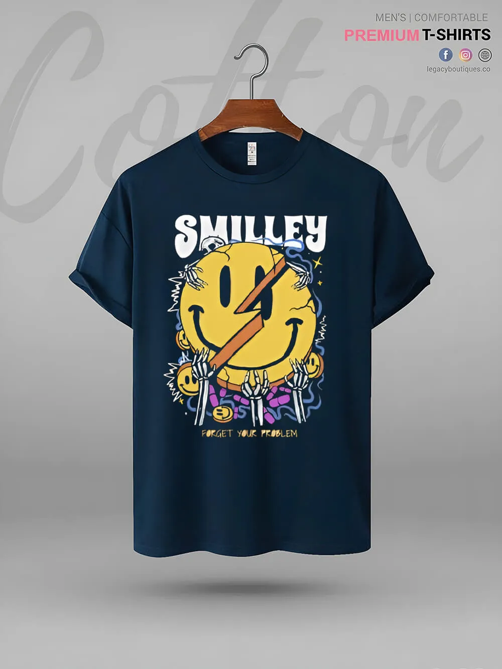 Forget Your Problem & Smile Printed Men's High Quality Tshirt In Lowest Price