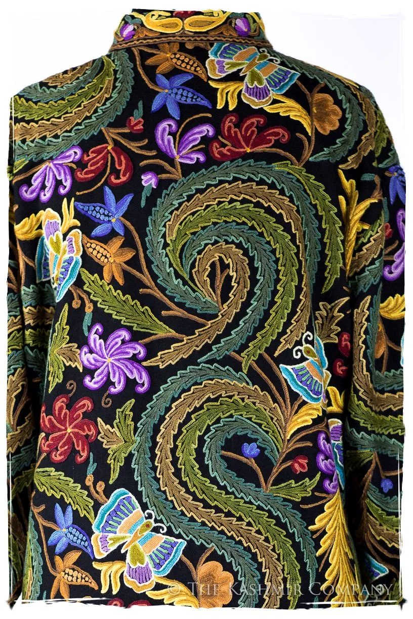 Française Magnifiqué des Papillons Orient Noir Renoir Wool Coat