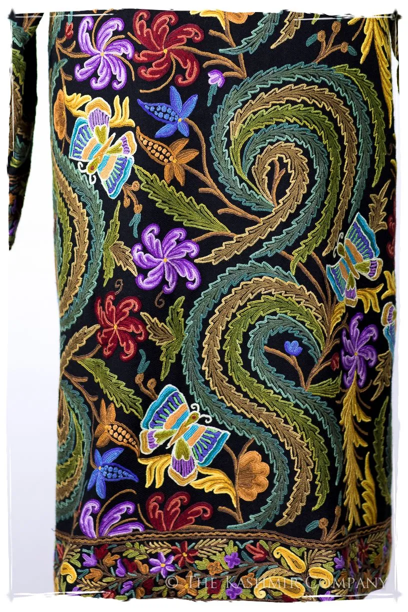 Française Magnifiqué des Papillons Orient Noir Renoir Wool Coat