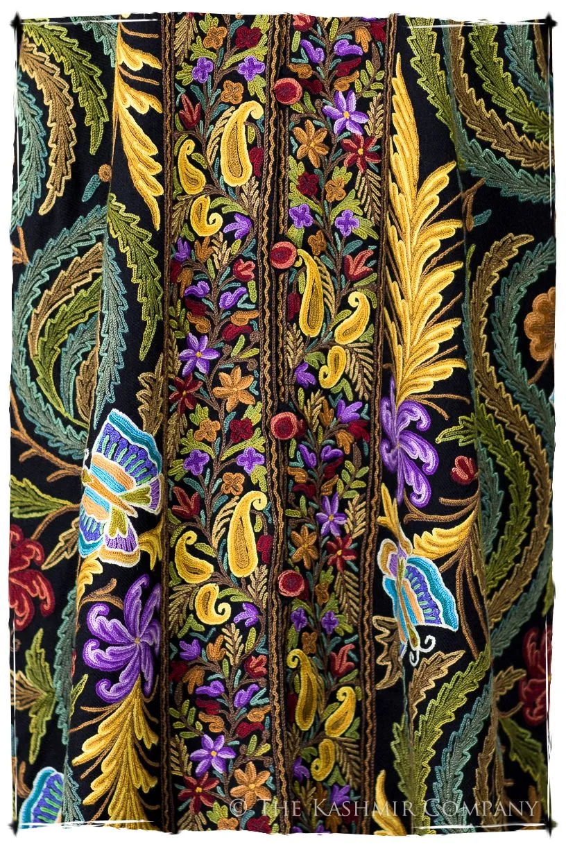 Française Magnifiqué des Papillons Orient Noir Renoir Wool Coat