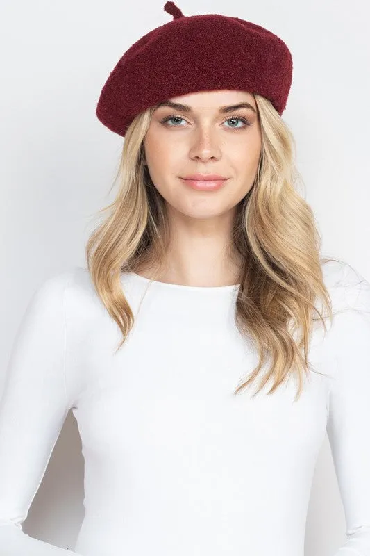 French Royalty Fleece Pink Beret Hat