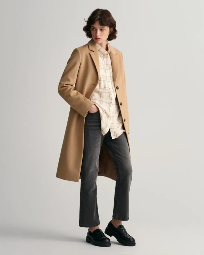Gant Apparel Womens WOOL BLEND TAILORED COAT 248/DARK KHAKI