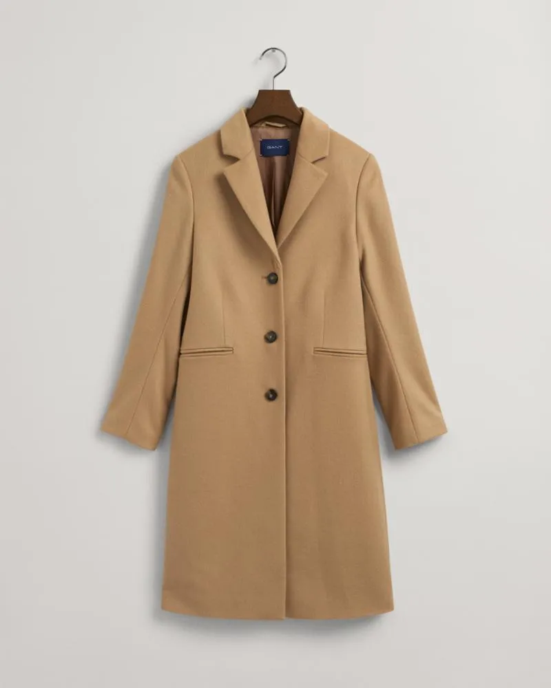 Gant Apparel Womens WOOL BLEND TAILORED COAT 248/DARK KHAKI