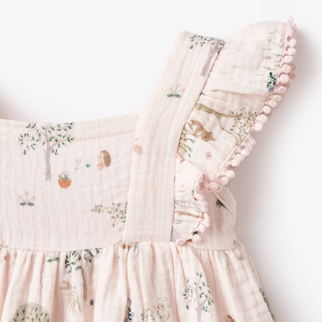 Garden Picnic Lace Edge Organic Muslin Dress w/ Bloomer