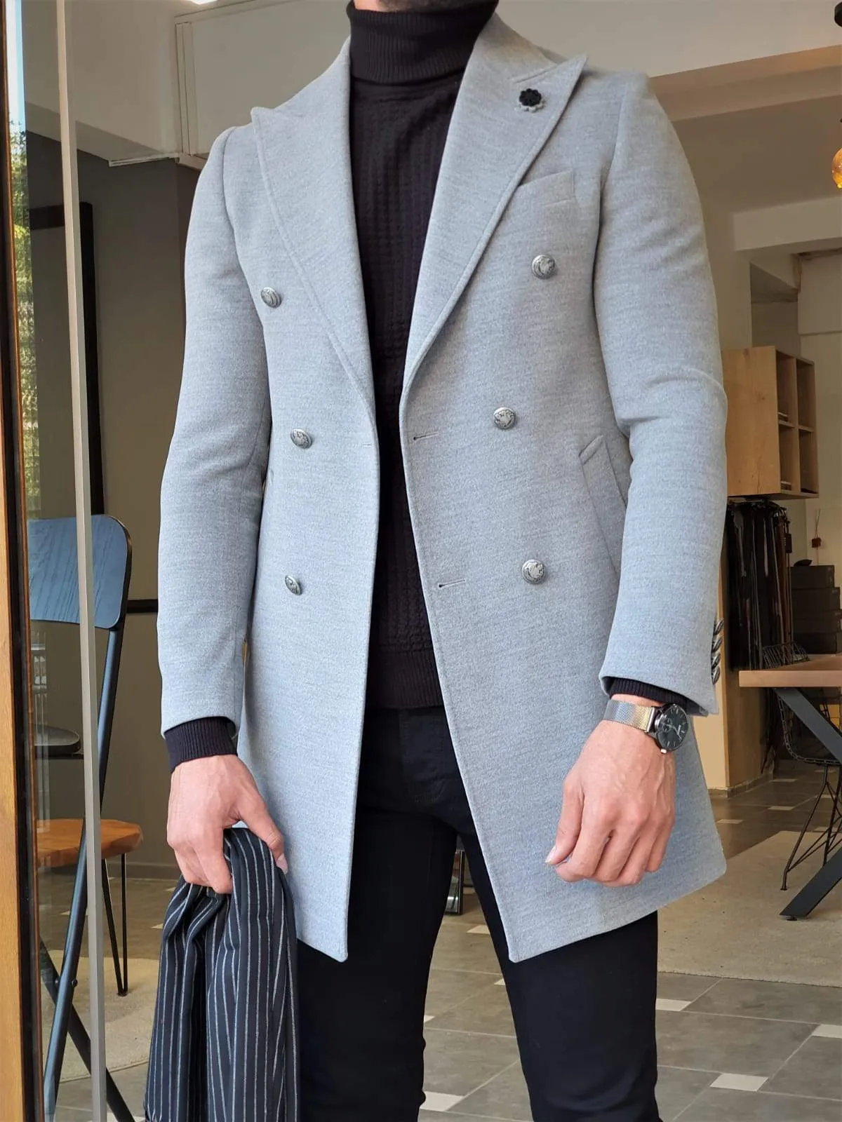 Geneva Gray Double Breasted Coat
