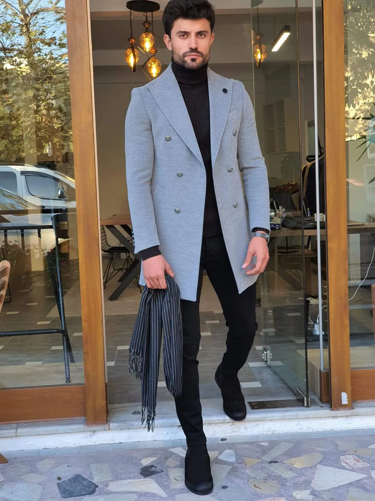 Geneva Gray Double Breasted Coat
