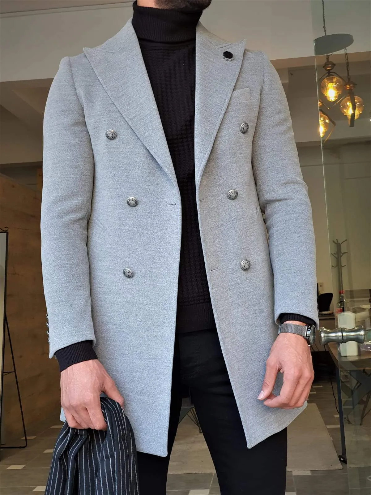 Geneva Gray Double Breasted Coat