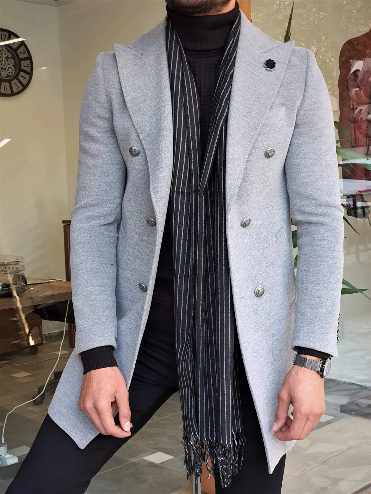 Geneva Gray Double Breasted Coat