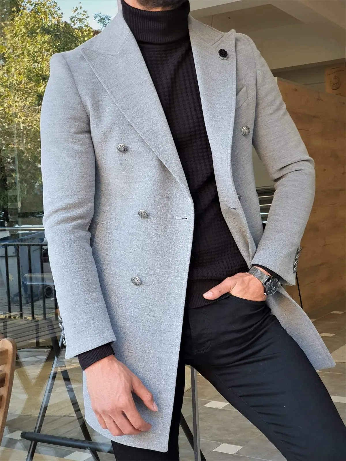 Geneva Gray Double Breasted Coat