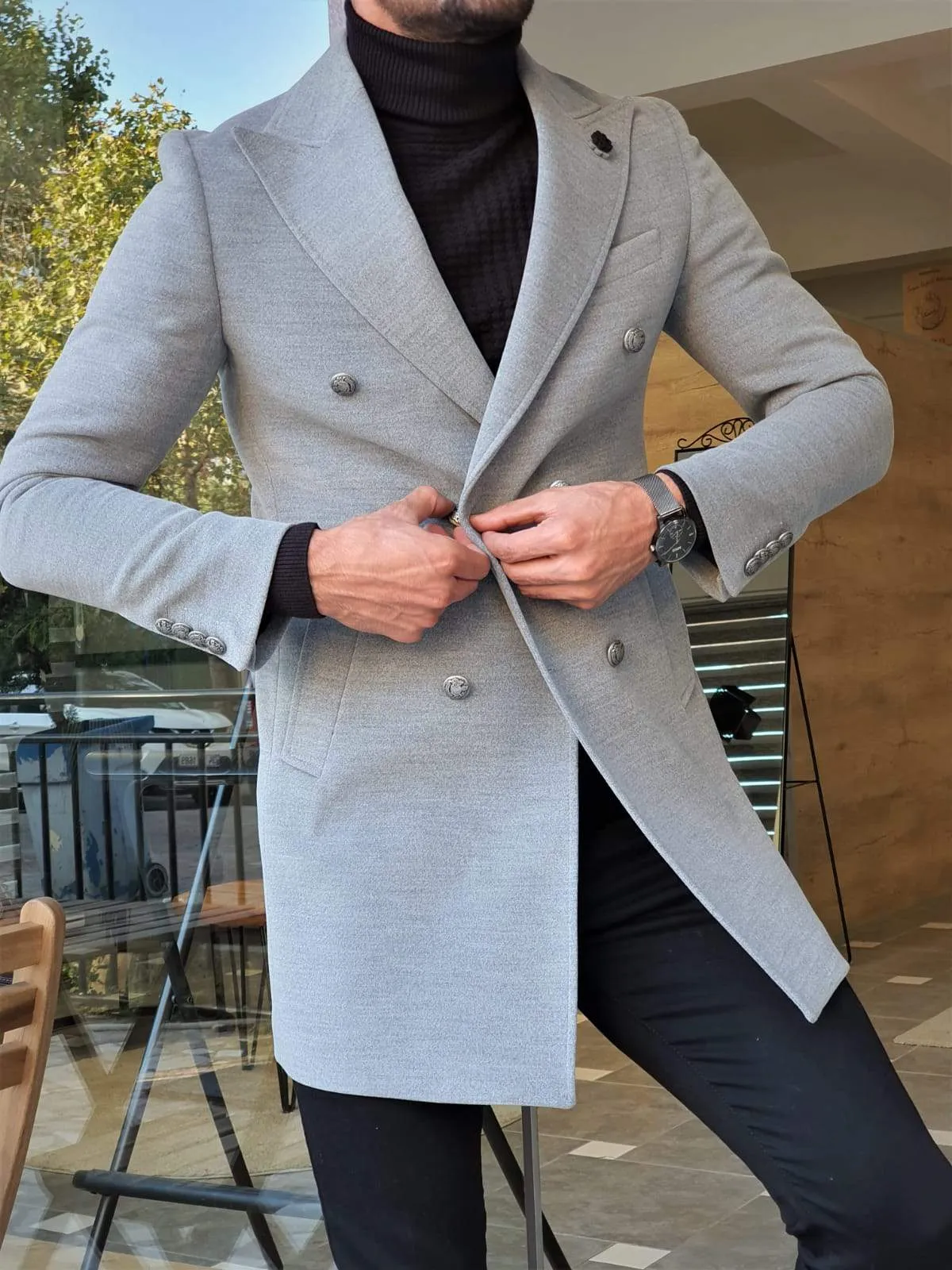 Geneva Gray Double Breasted Coat