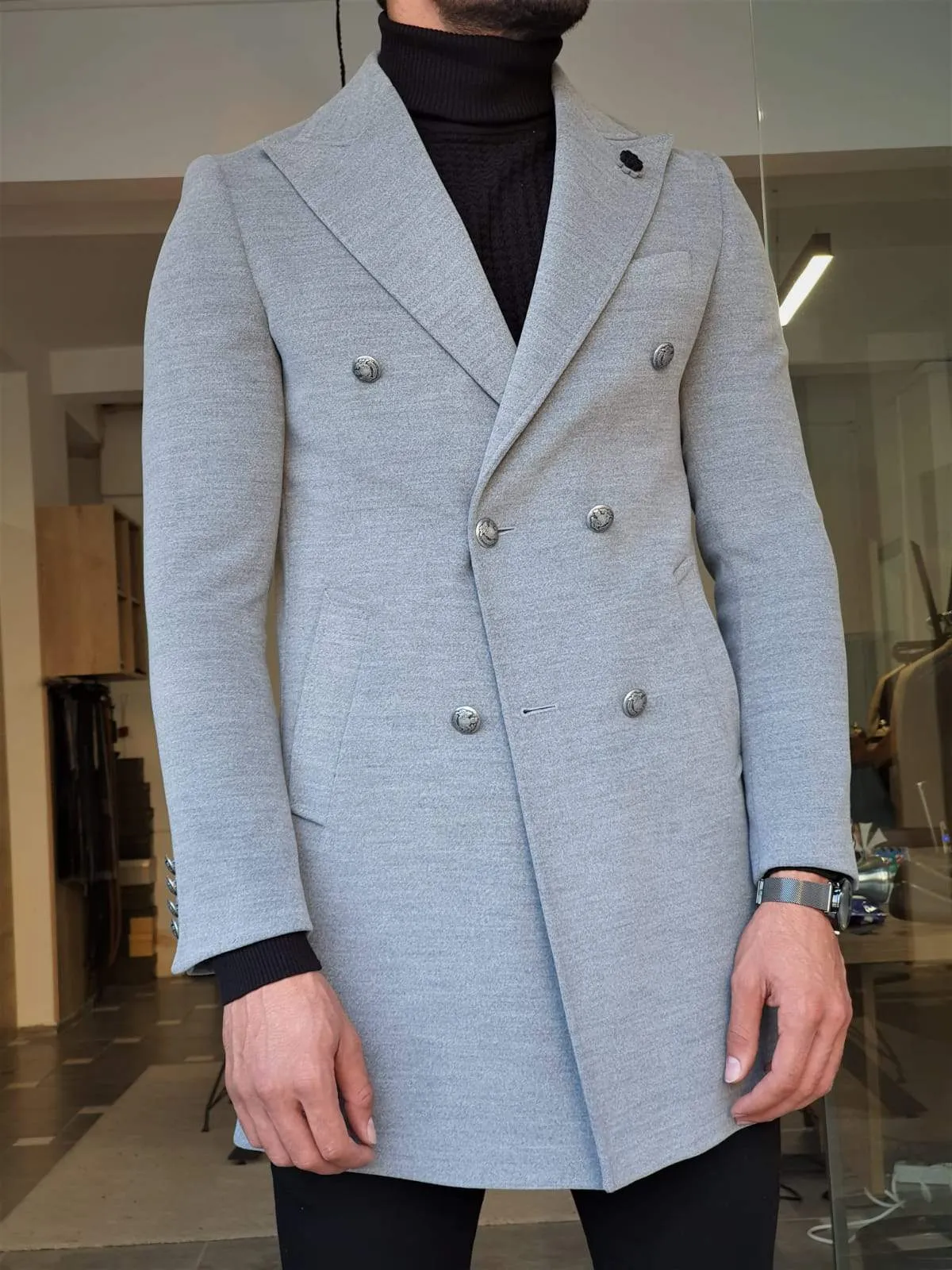 Geneva Gray Double Breasted Coat