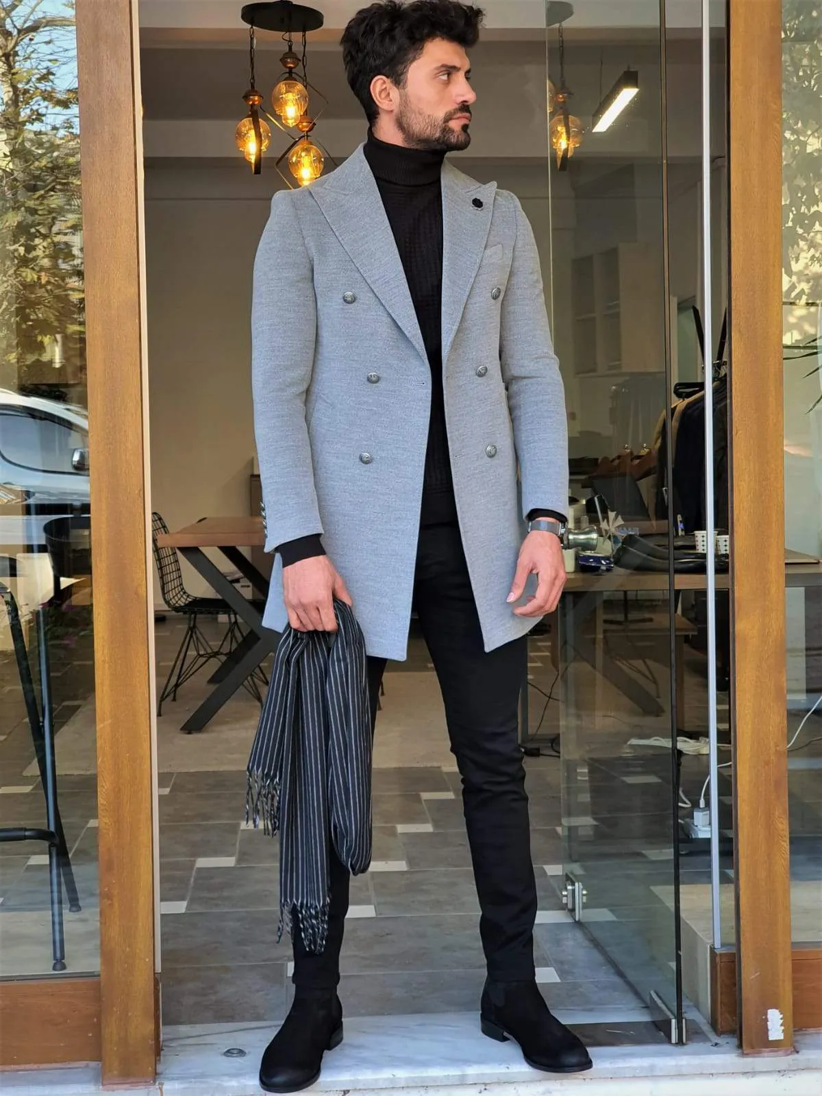 Geneva Gray Double Breasted Coat