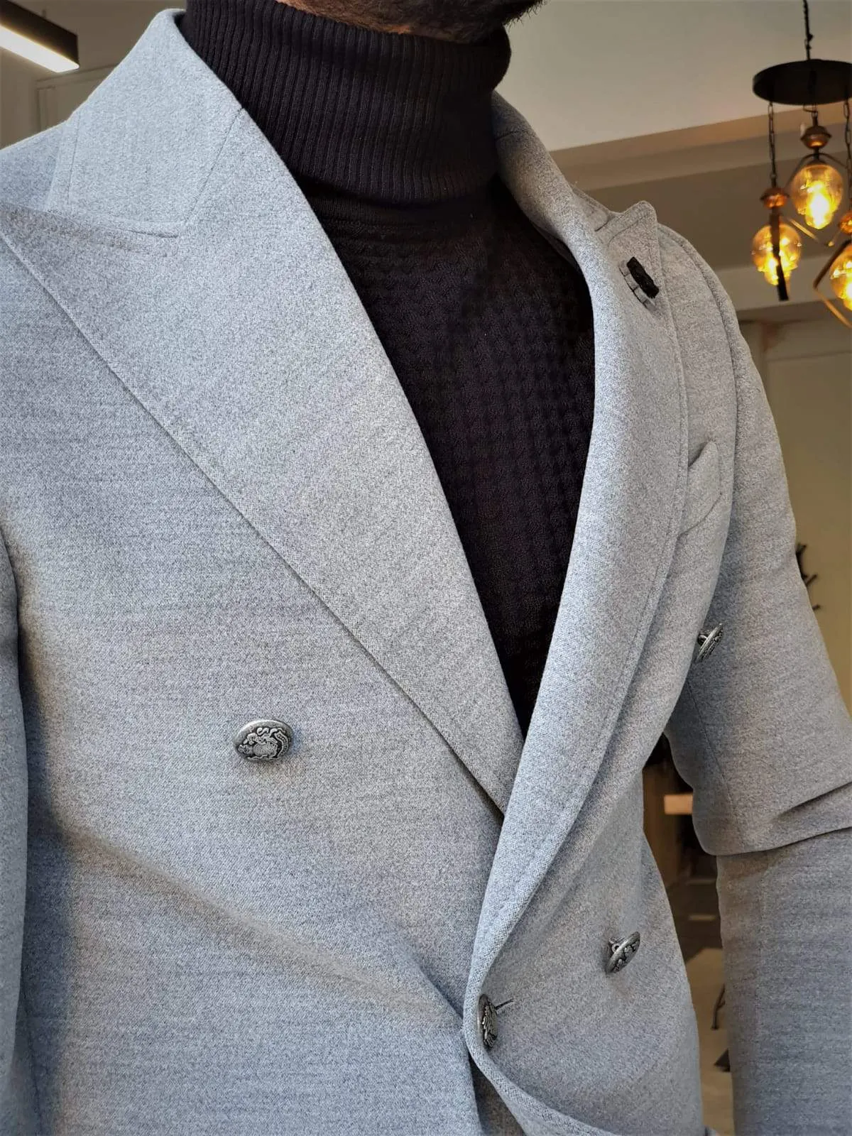 Geneva Gray Double Breasted Coat