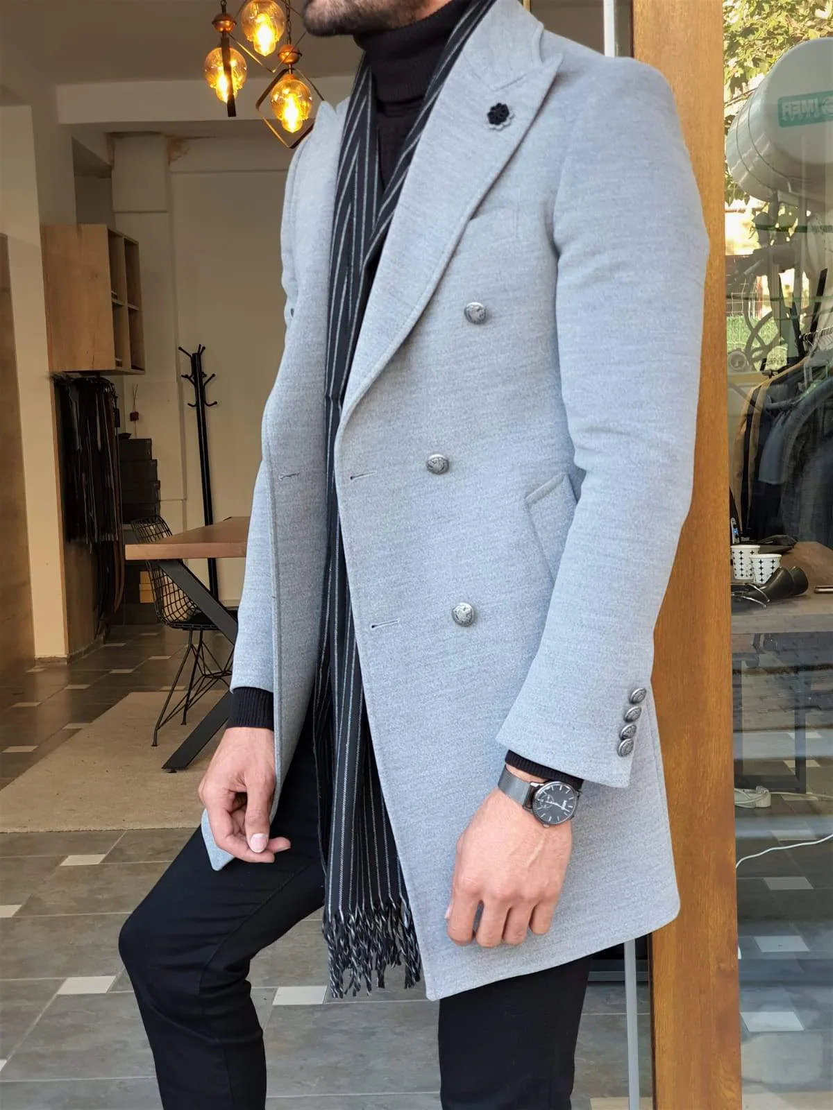 Geneva Gray Double Breasted Coat