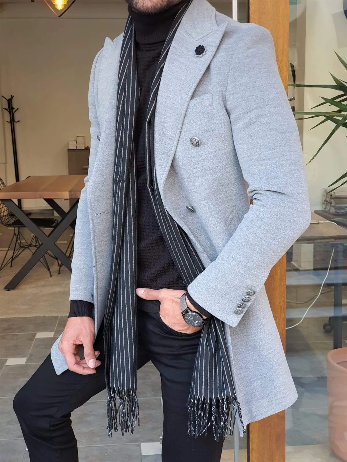 Geneva Gray Double Breasted Coat