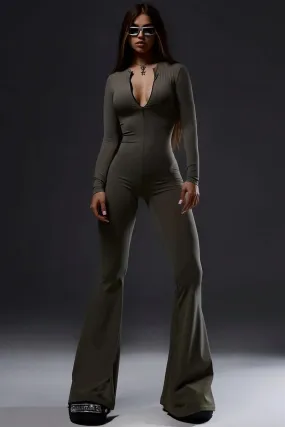 Grey Bell Bottom Jumpsuit