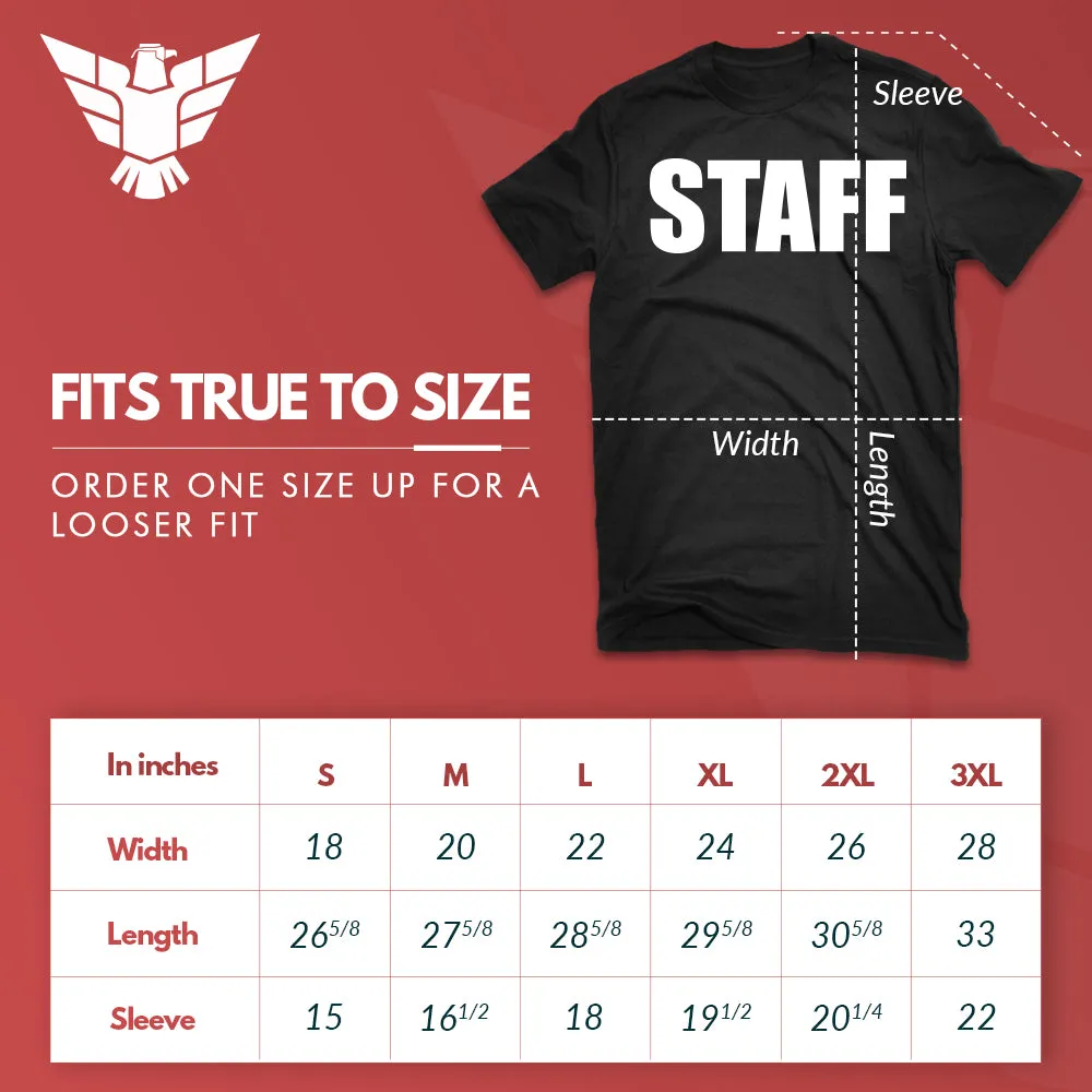 GunShowTees Staff Two-Sided Event Team Front and Back Print Shirt
