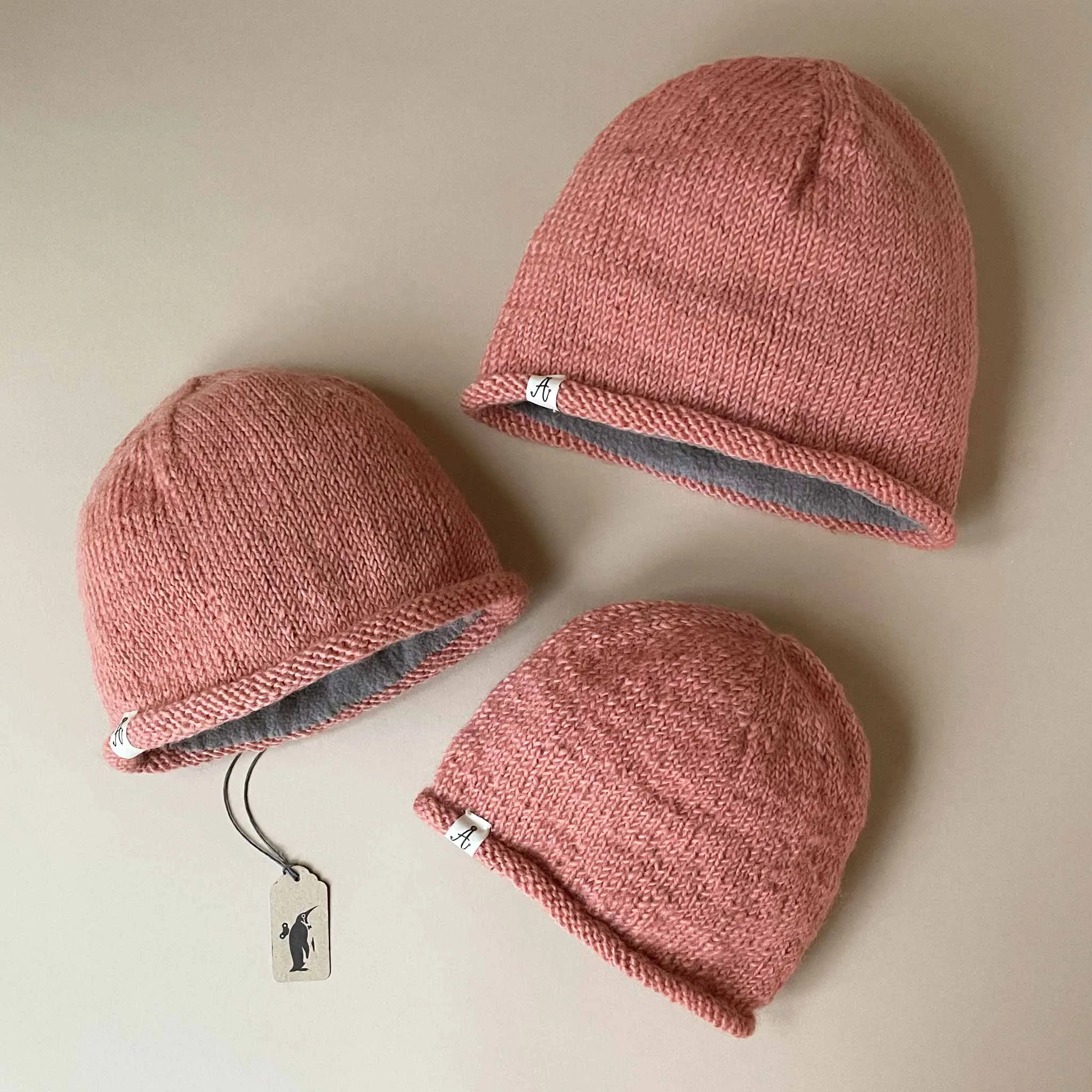 Hand-Knit Pink Hunter Hat