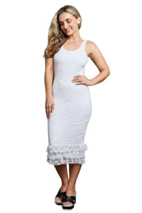 Hidden No Doubts Sleeveless Bodycon Ruffle Midi Dress