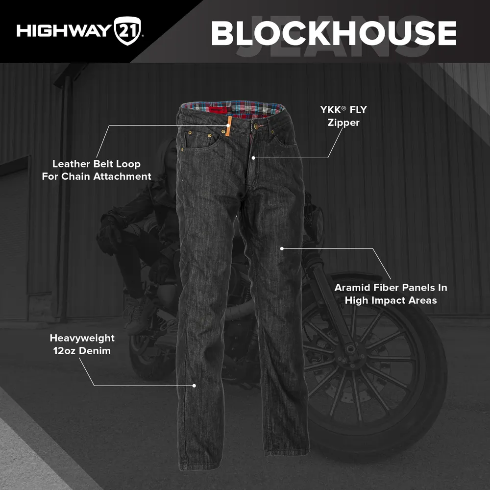 Highway 21 Blockhouse Mens Motorcycle Riding Tall Jeans