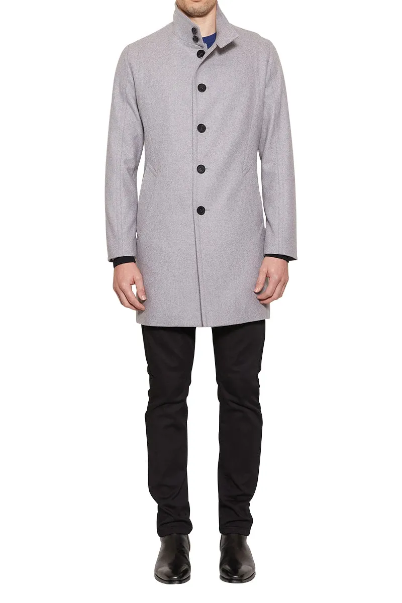 Hinkley High Neck Wool Blend Coat in Light Grey