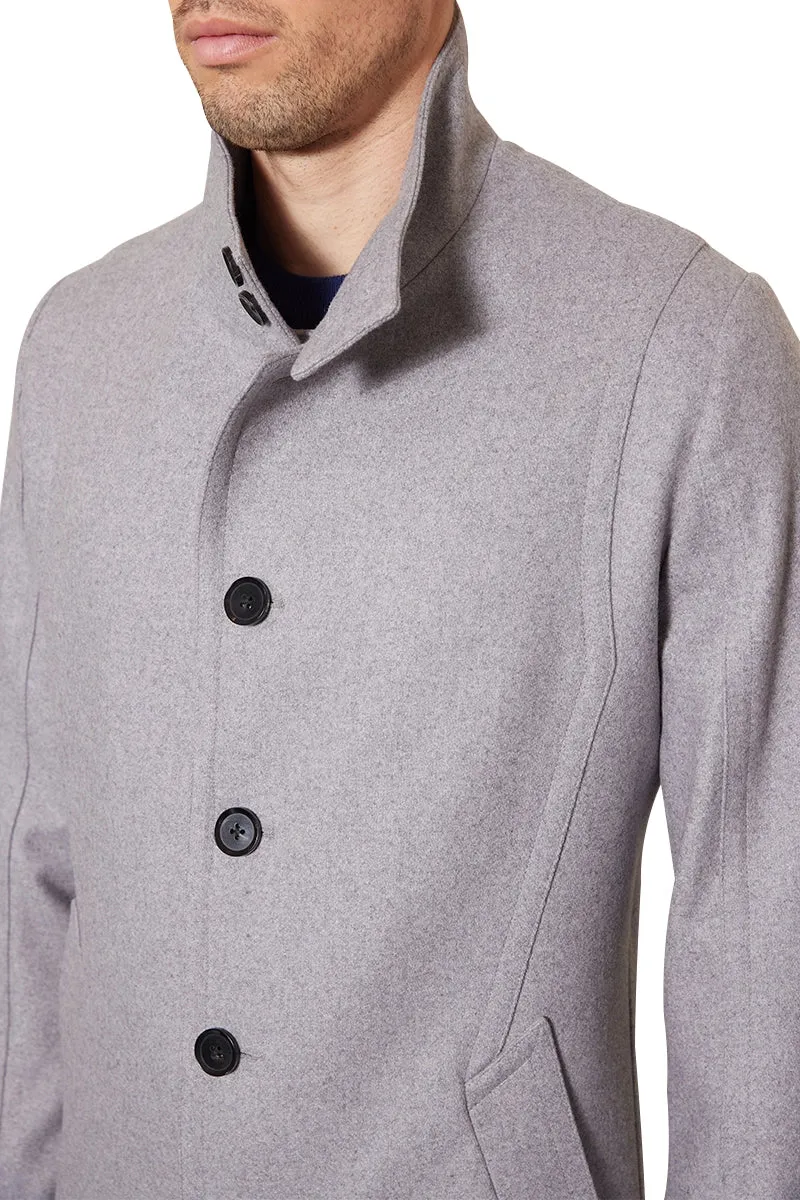 Hinkley High Neck Wool Blend Coat in Light Grey