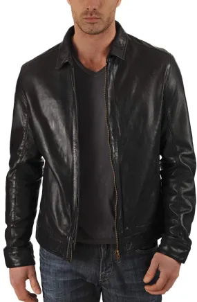 Iony Genuine Real Leather Jacket Men Black Biker Motorcycle