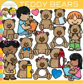 Kids with Teddy Bears Clip Art