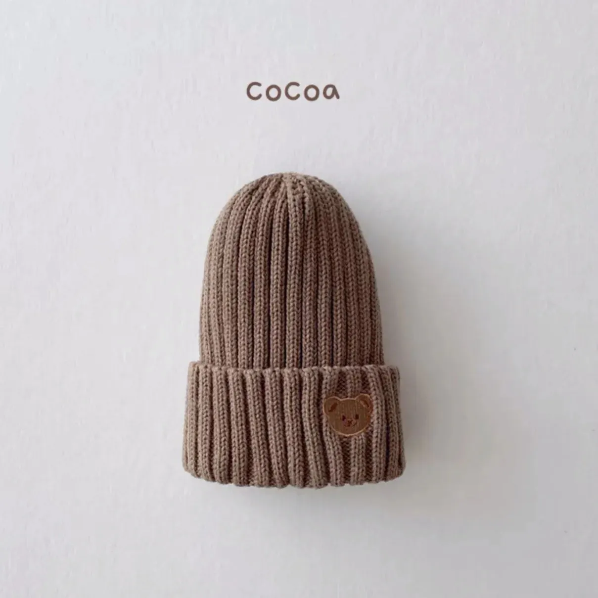Knit Hat with Bear Head Embroidery Boys & Girls