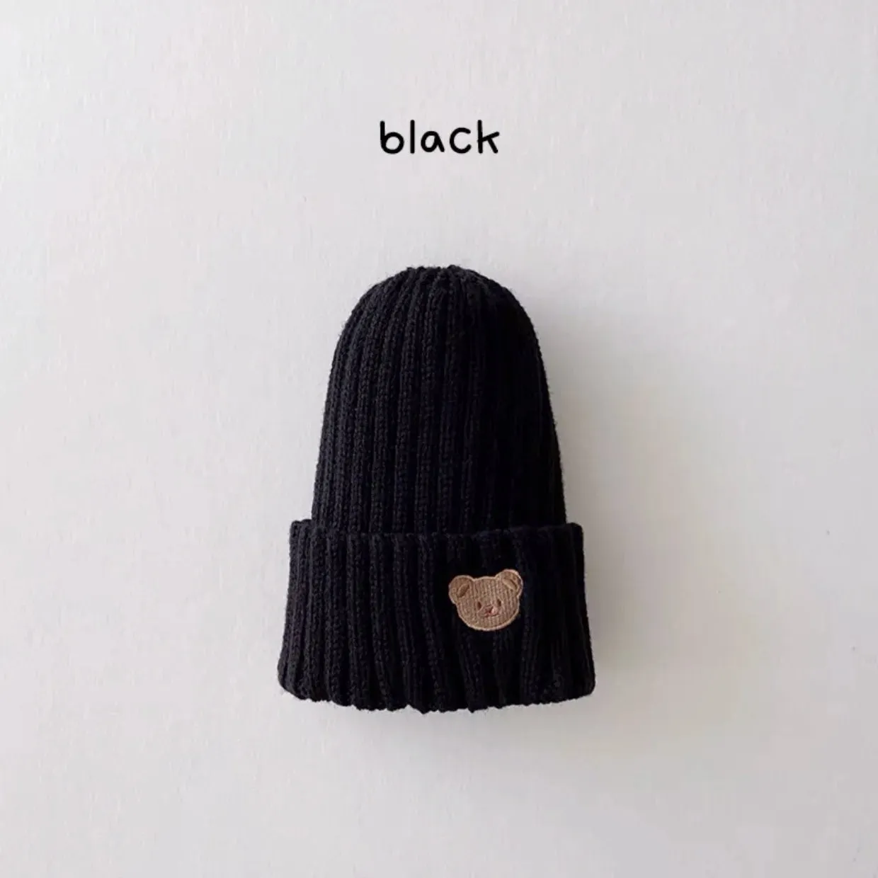 Knit Hat with Bear Head Embroidery Boys & Girls