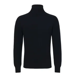 Knitted Turtleneck Sweater in Dark Blue