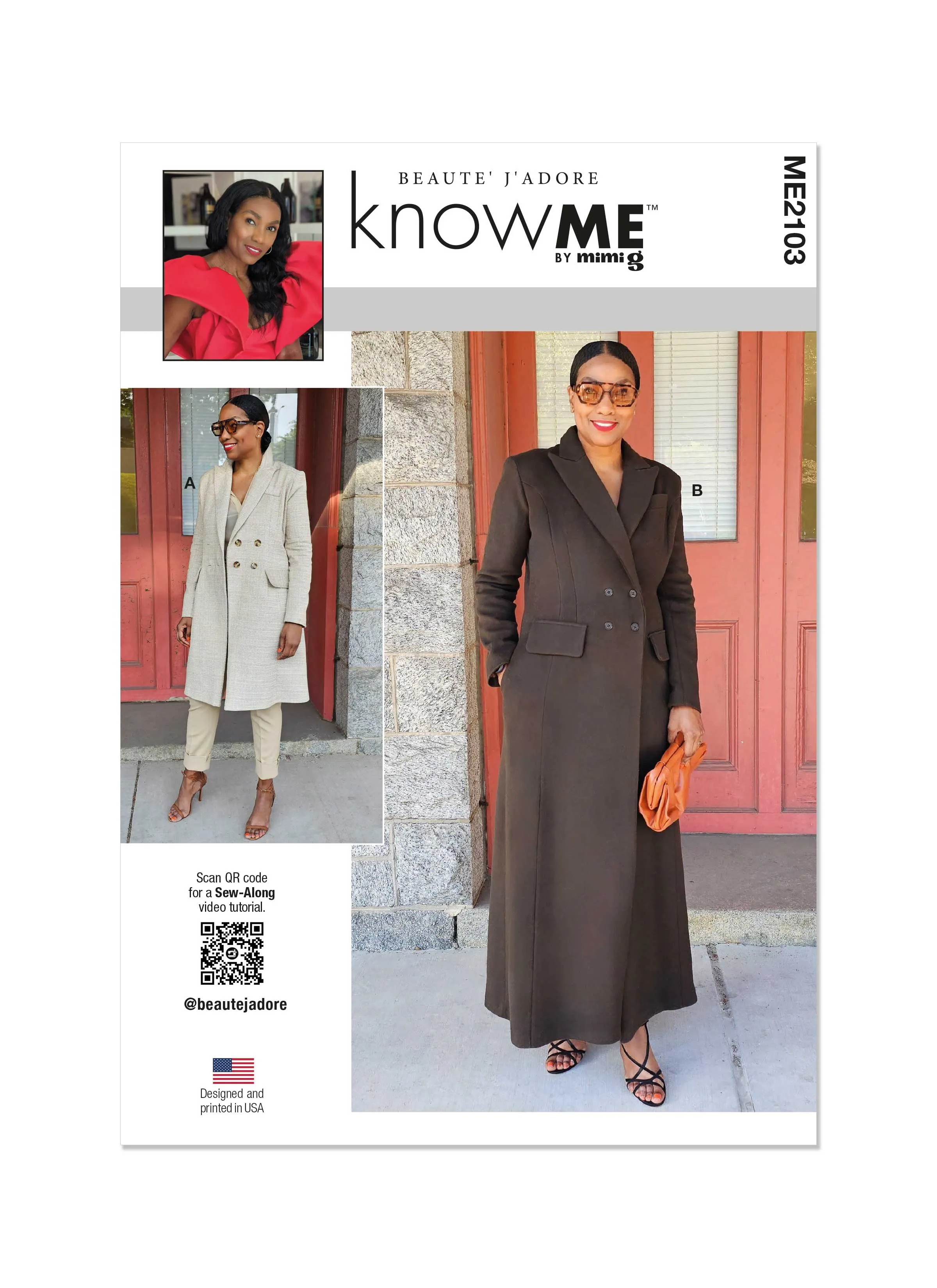 Know Me sewing pattern KM2103 Misses' Lined Coat by Beaute' J'Adore