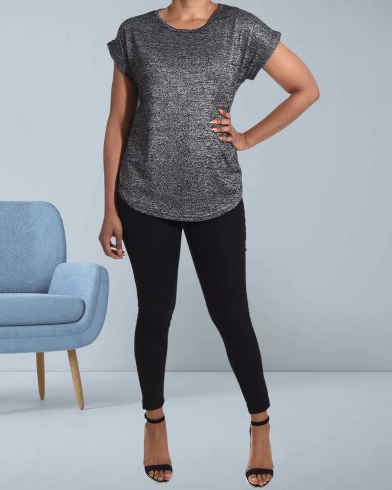 Ladies Charcoal Knit Top