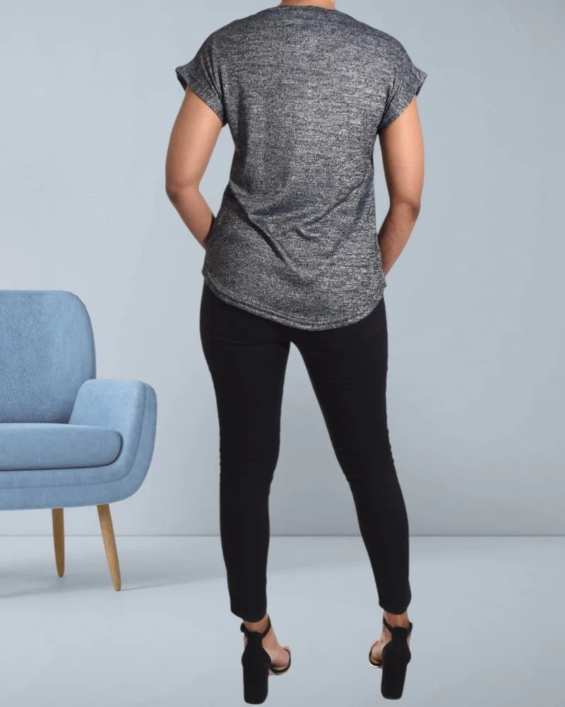 Ladies Charcoal Knit Top