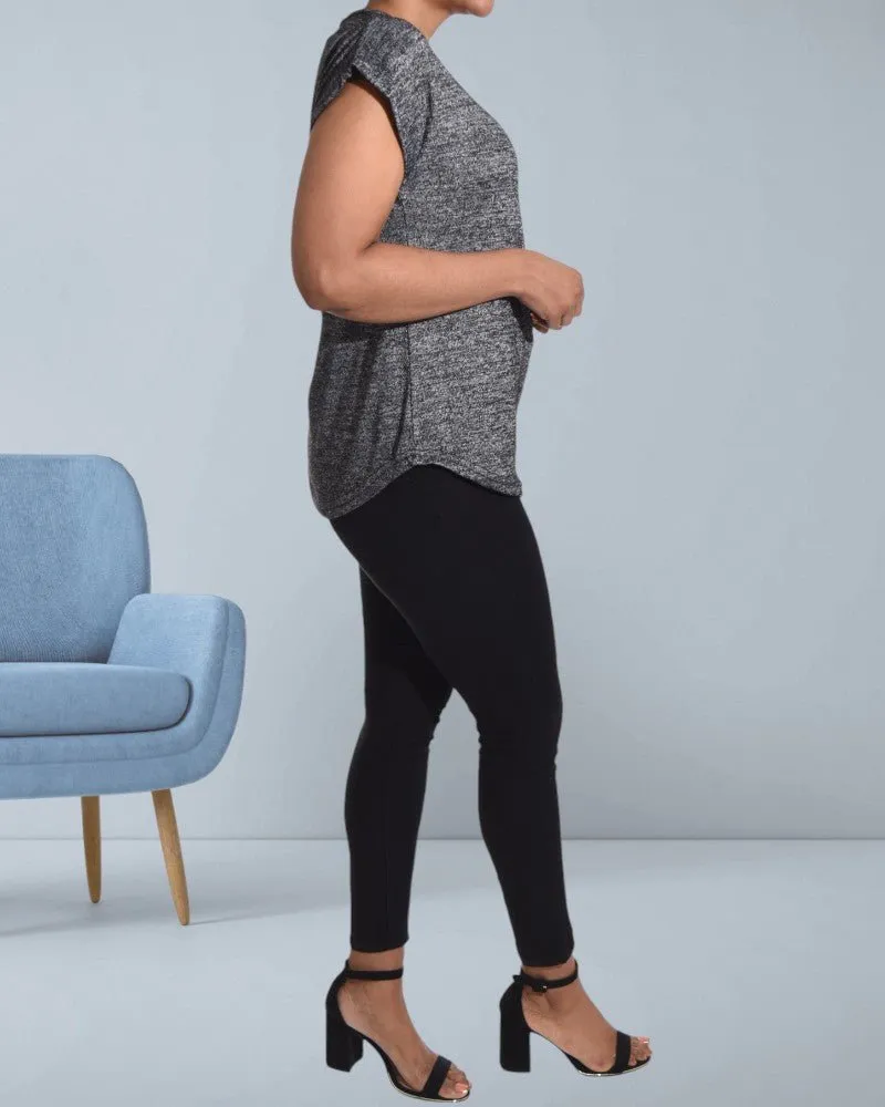 Ladies Charcoal Knit Top