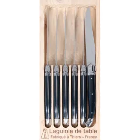 Laguiole Jean Dubost Deluxe Steak Knives Black Set of 6
